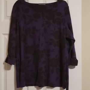 Purple and black scoop blouse